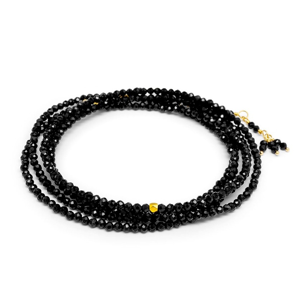 Anne Sportun 18k Black Spinel Wrap Bracelet 34”
